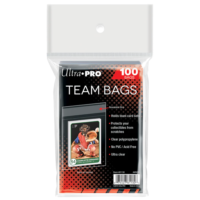 Ultra Pro Team Bags Resealable Sleeves pack of 100