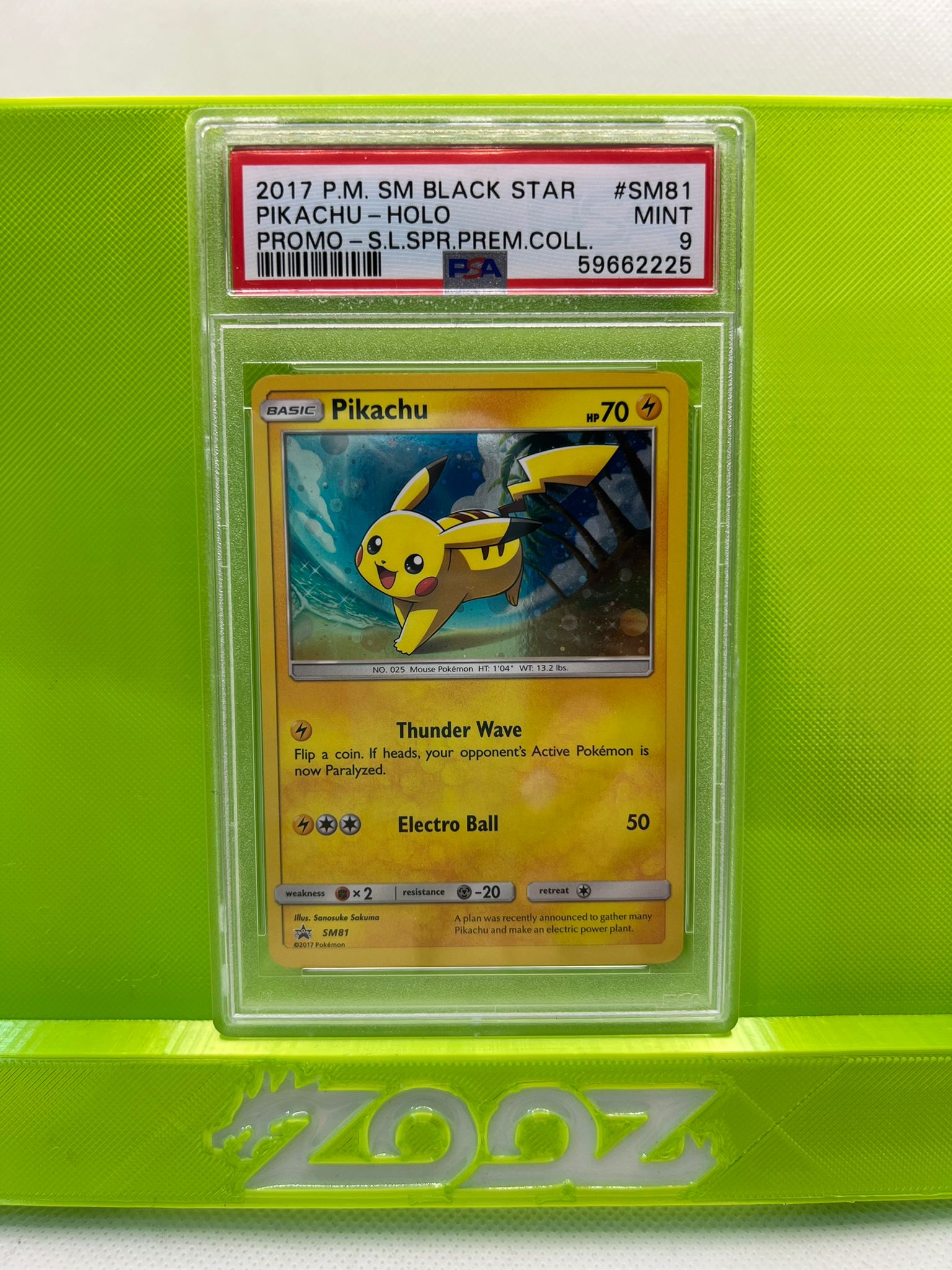 PSA 9 Pokemon Pikachu #SM81 Sun & Moon Shining Legends Black Star Promo Holo