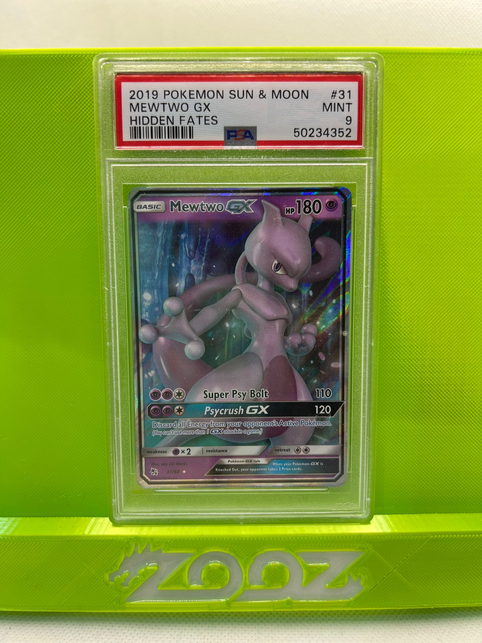 PSA 9 Pokemon Mewtwo GX #31 Sun & Moon Hidden Fates