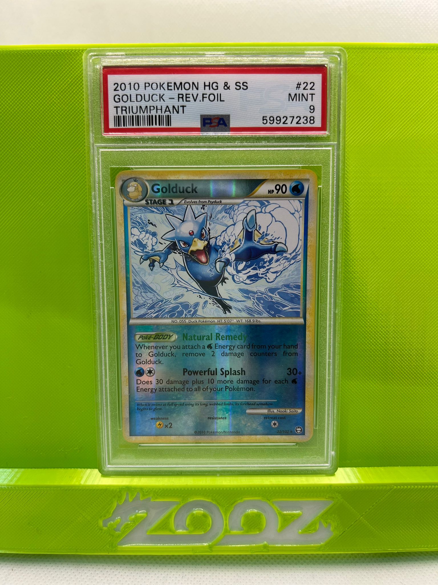 PSA 9 Pokemon Golduck #22 HeartGold & SoulSilver Triumphant Reverse Foil