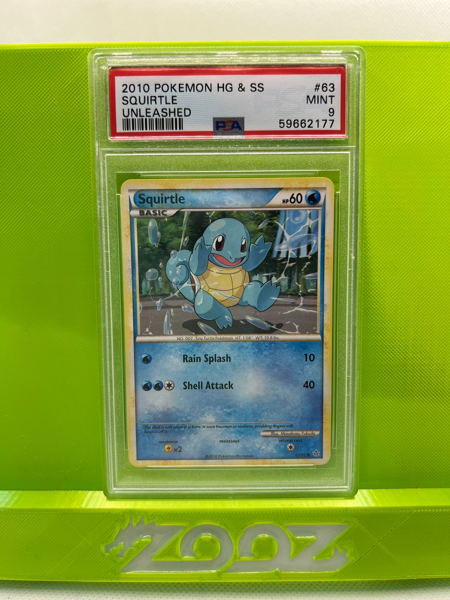 PSA 9 Pokemon Squirtle #63 Heart Gold & Soul Silver Unleashed Non Holo