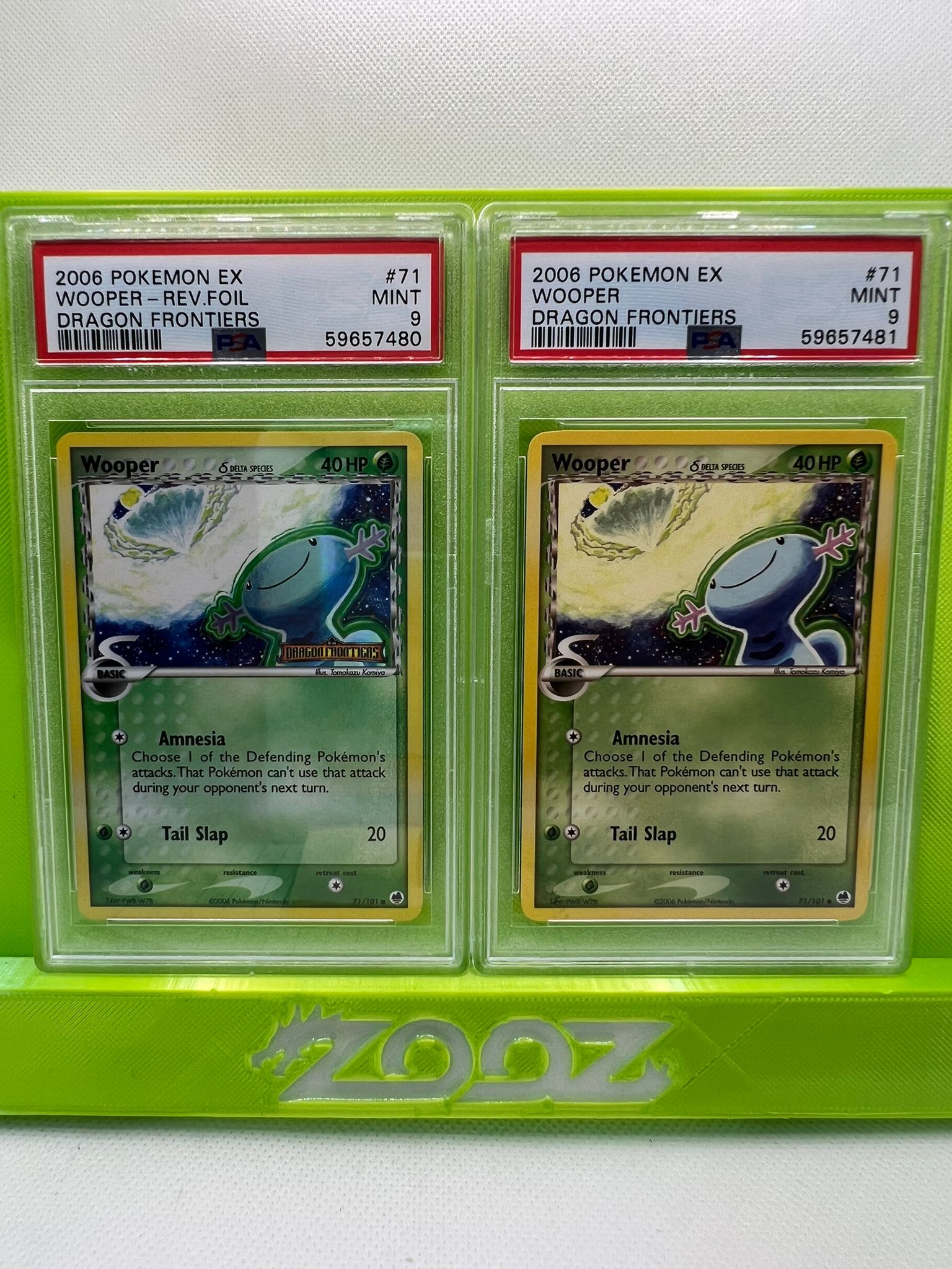 PSA 9 Pokemon EX Wooper #71 Dragon Frontiers Non Holo + Reverse Foil
