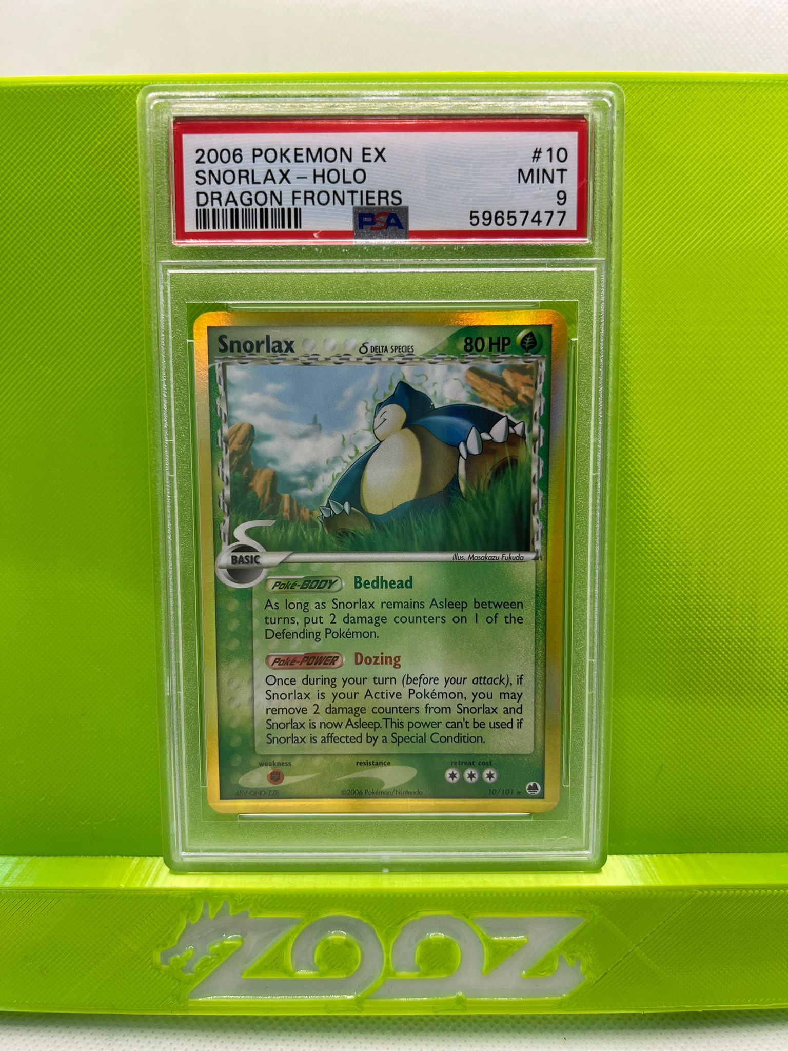 PSA 9 Pokemon EX Snorlax #10 Dragon Frontiers Holo