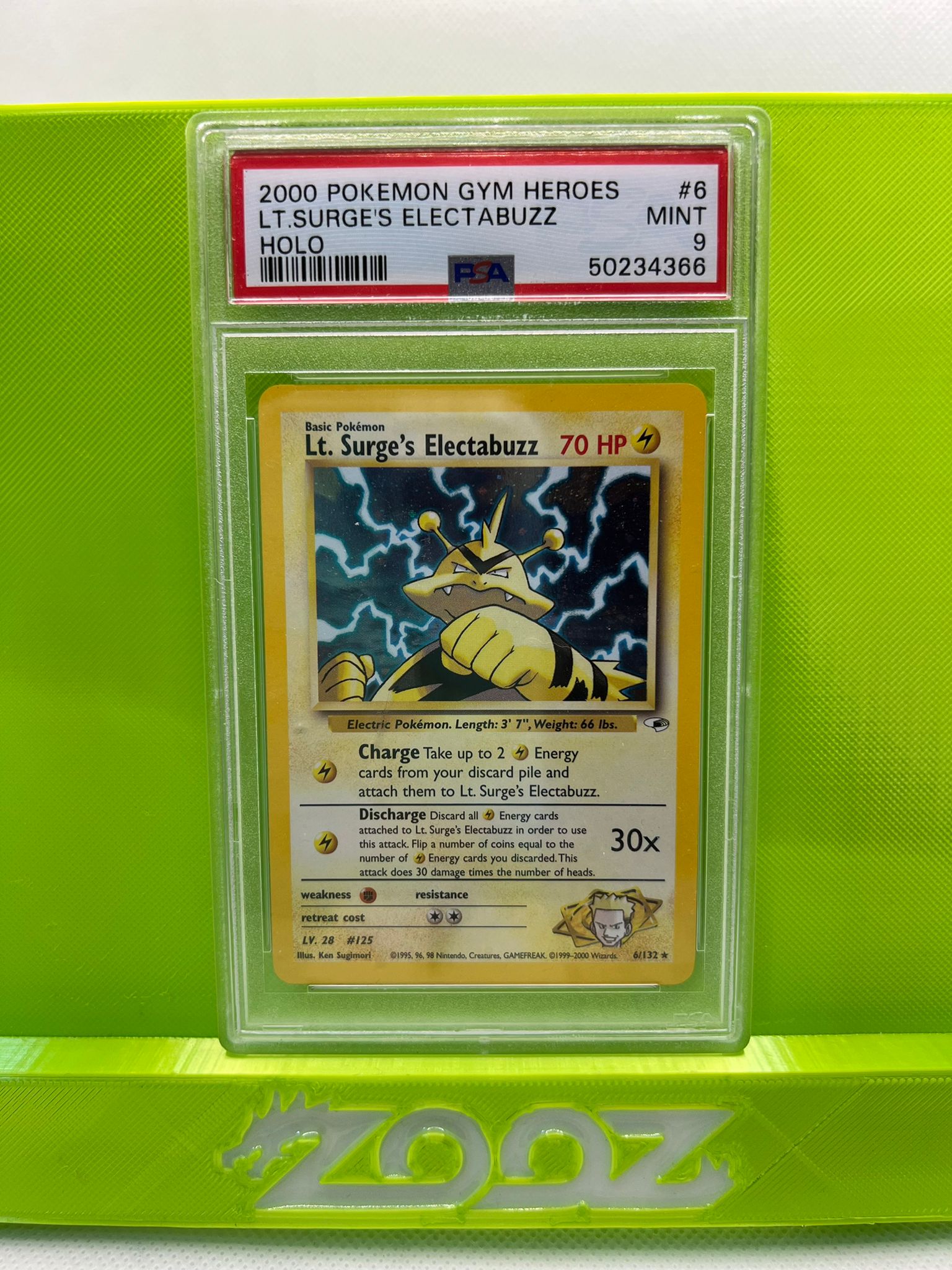 PSA 9 Pokemon Lt. Surge`s Electrabuzz #6 Gym Heroes Holo