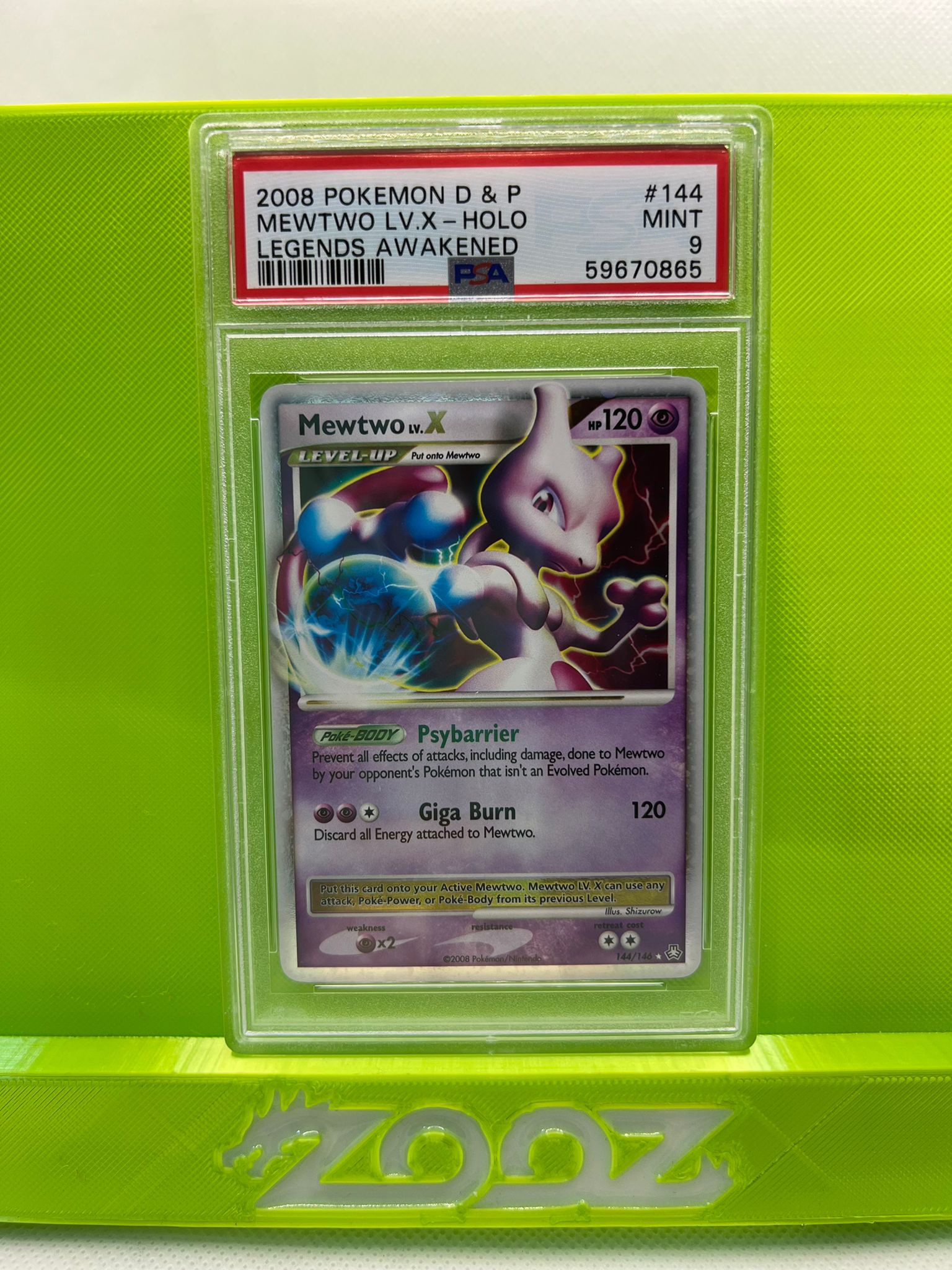 PSA 9 Pokemon D & P Mewtwo LV.X #144 Legends Awakened Holo