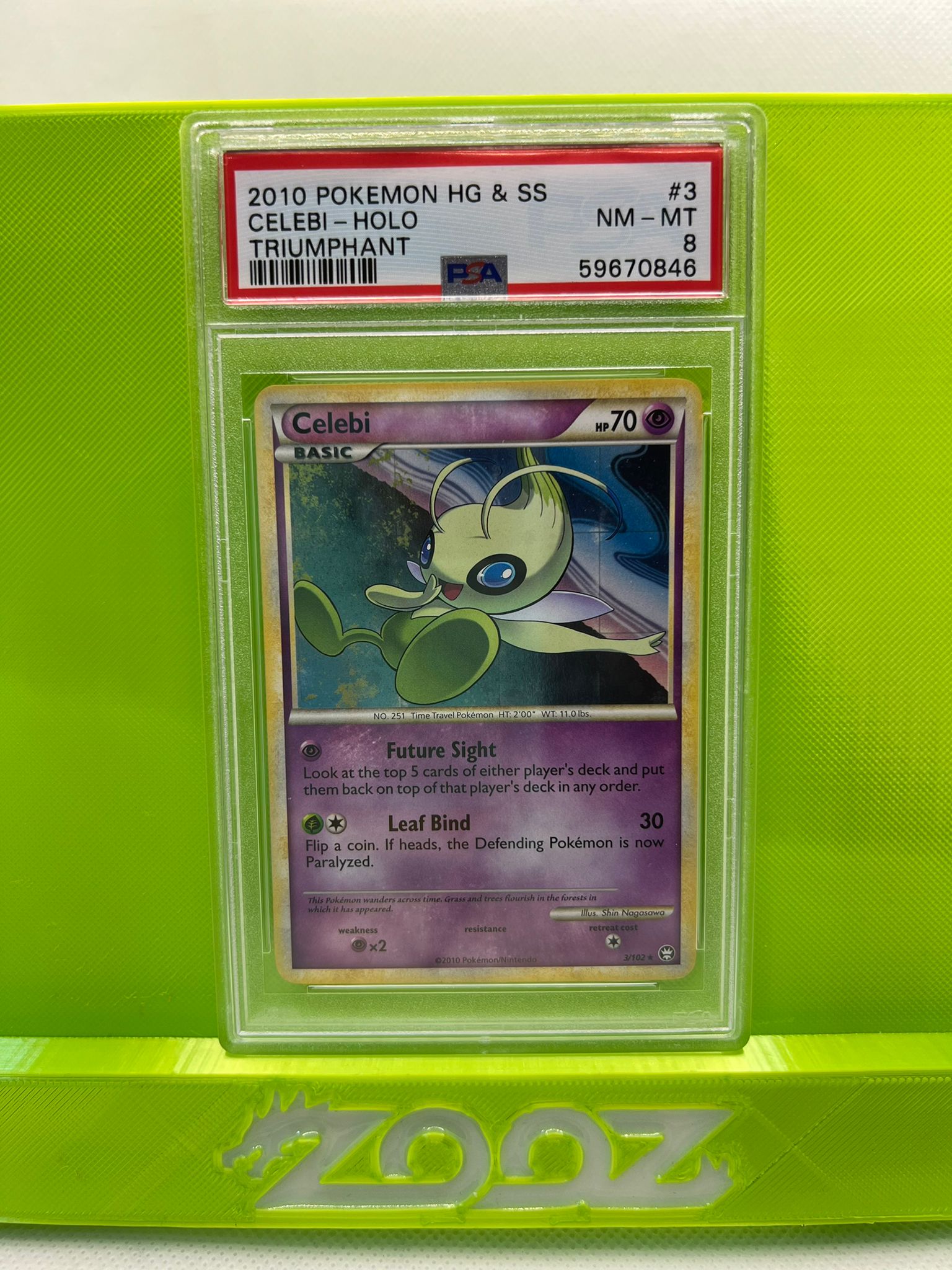 PSA 8 Pokemon HG & SS Celebi #3 Triumphant Holo