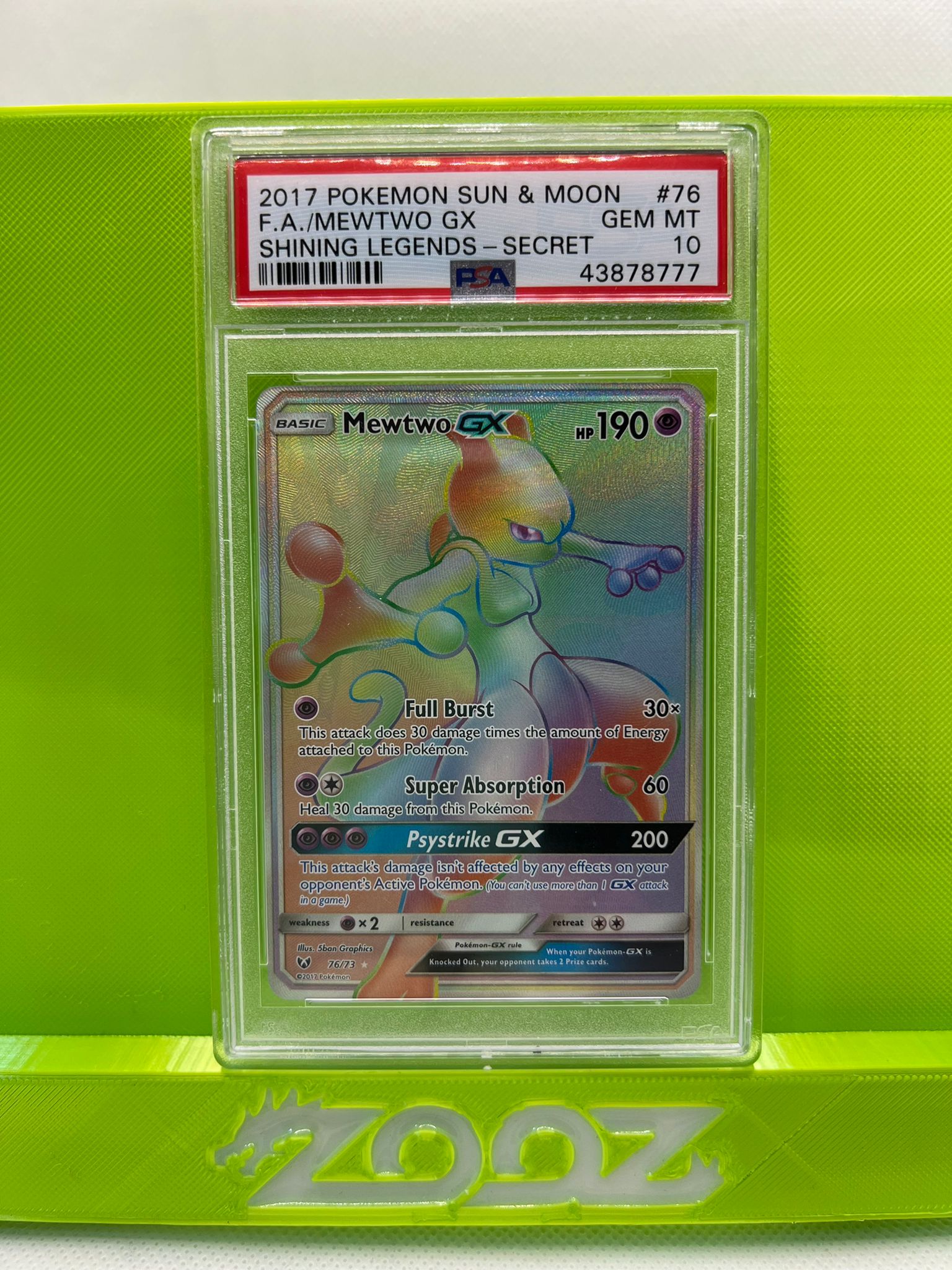 PSA 10 Pokemon Sun & Moon Mewtwo GX #76 Shining Legends Secret FA