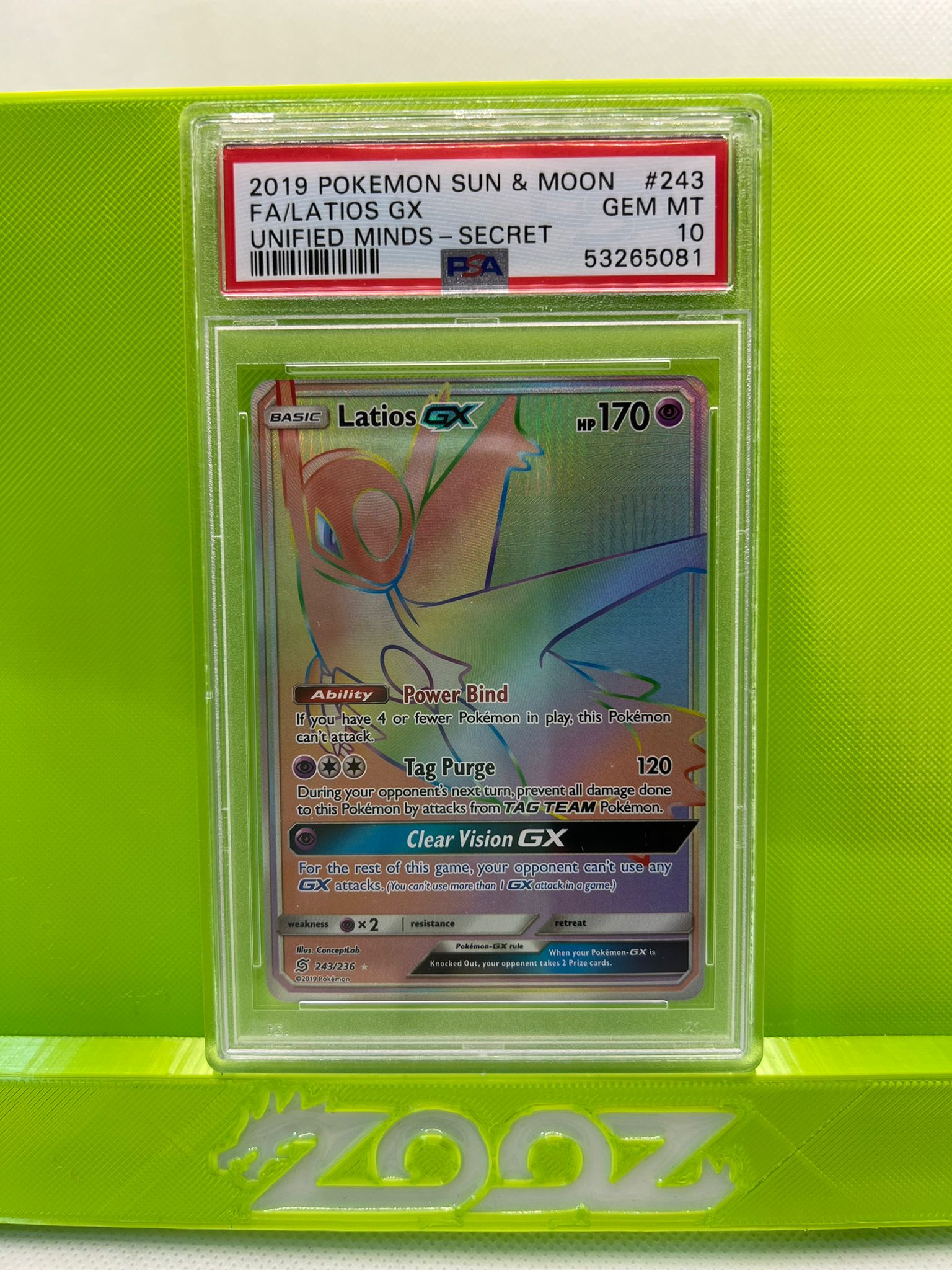 PSA 10 Pokemon Sun & Moon Latios GX #243 Unified Minds Secret FA