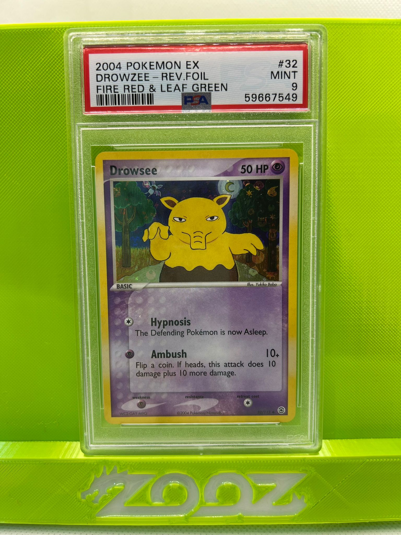 PSA 9 Pokemon EX Drowzee #32 Fire Red & Leaf Green Reverse Foil