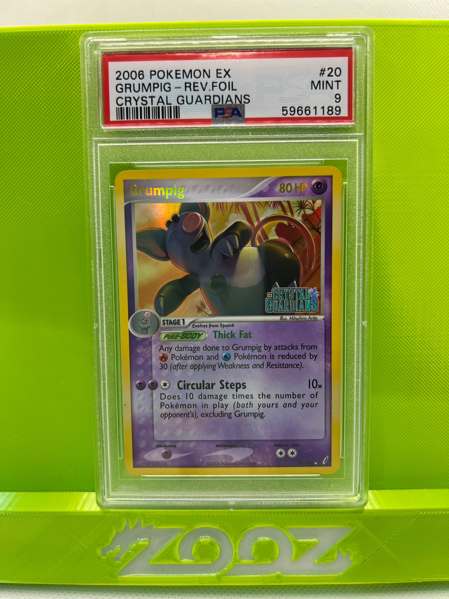 PSA 9 Pokemon EX Grumpig #20 Crystal Guardians Reverse Foil