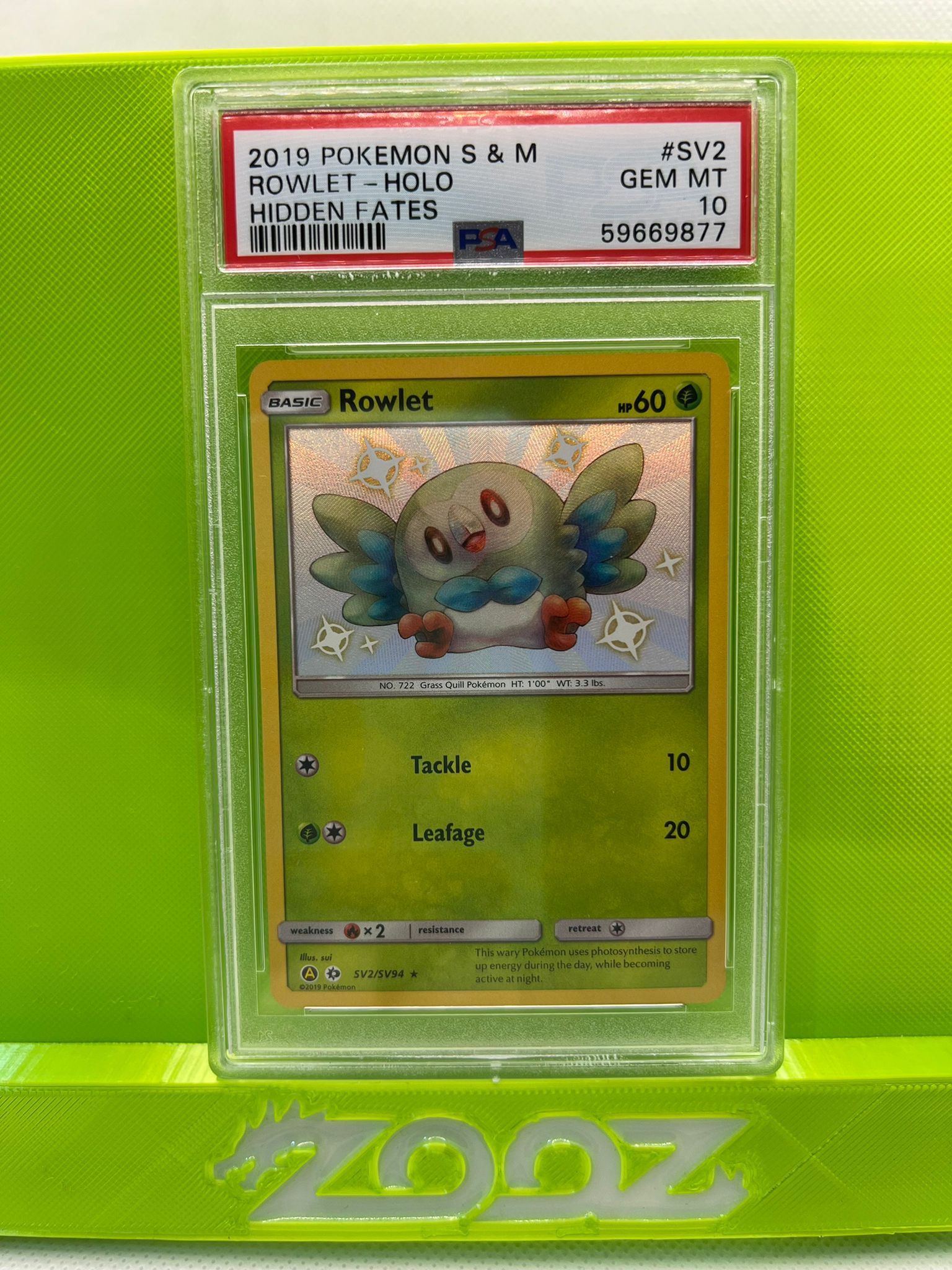 PSA 10 Pokemon Sun & Moon Rowlet #SV2 Hidden Fates Holo