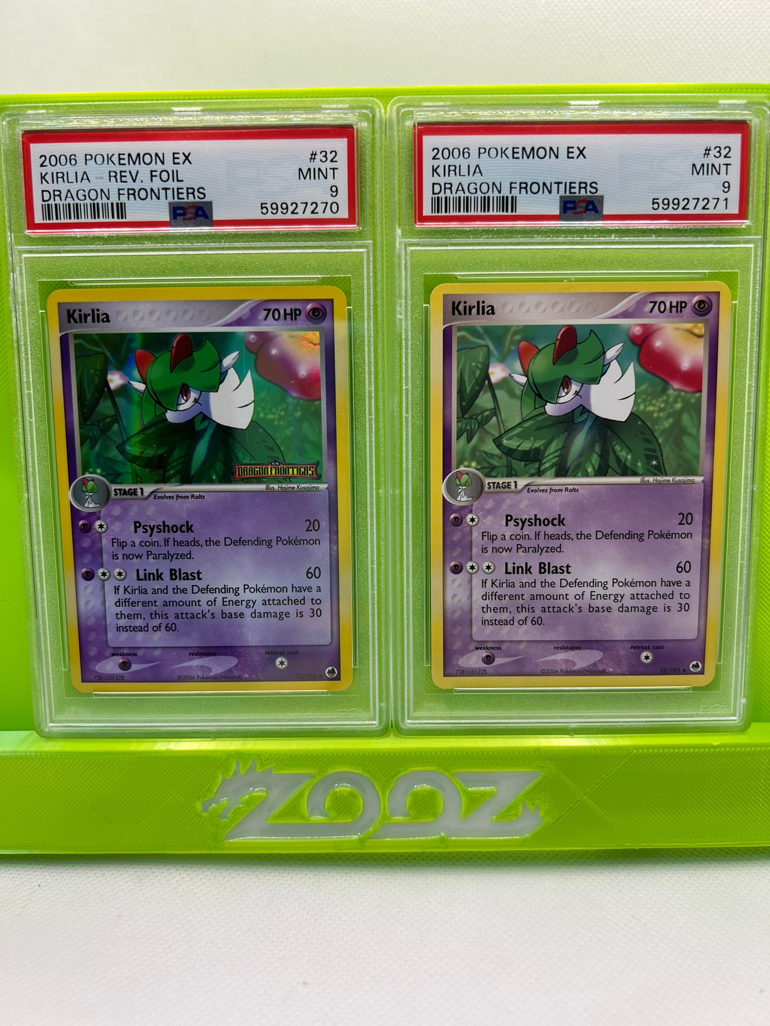 PSA 9 Pokemon EX Kirlia #32 Dragon Frontiers (Non Holo) + (Reverse Foil)