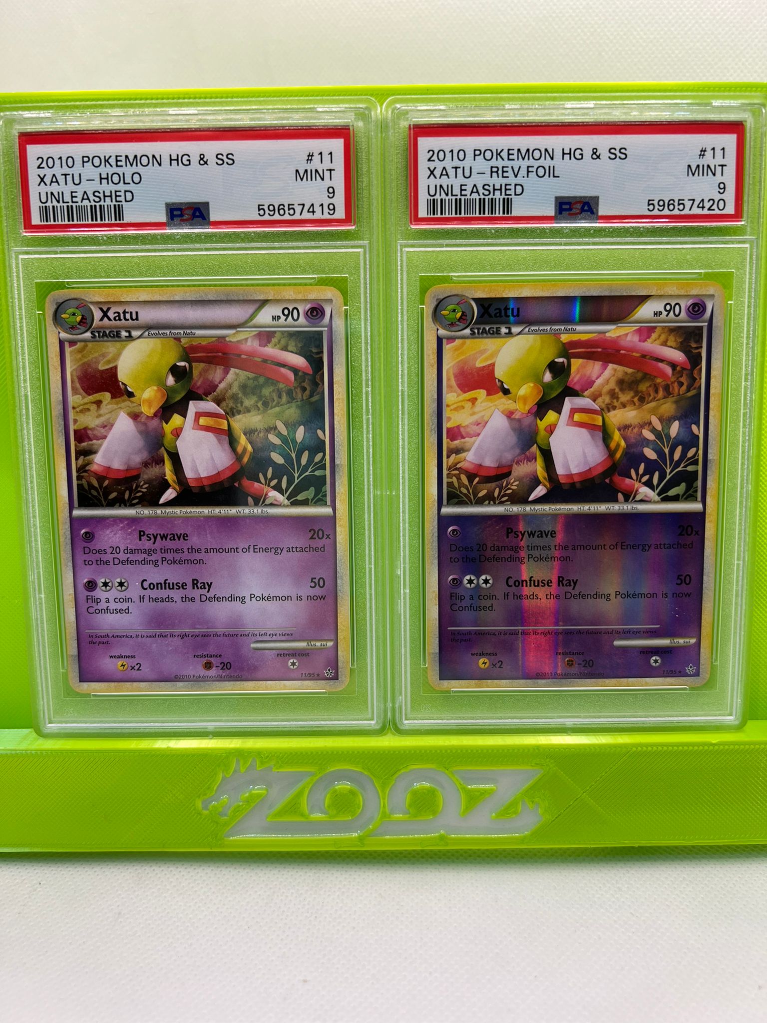 PSA 9 Pokemon HG & SS Xatu #11 Unleashed Holo + Reverse Foil