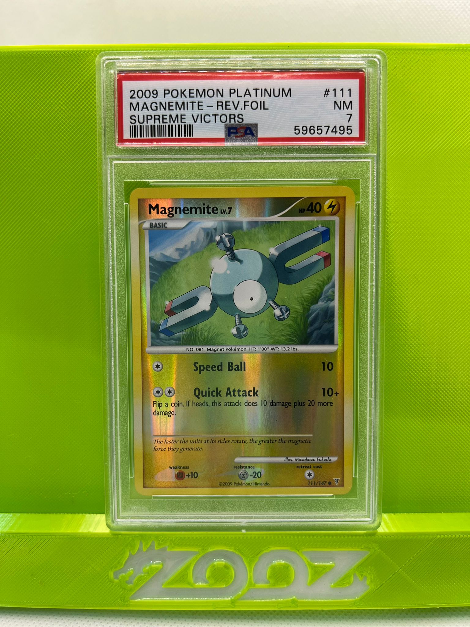 PSA 7 Pokemon Platinum Magnemite #111 Supreme Victors Reverse Foil