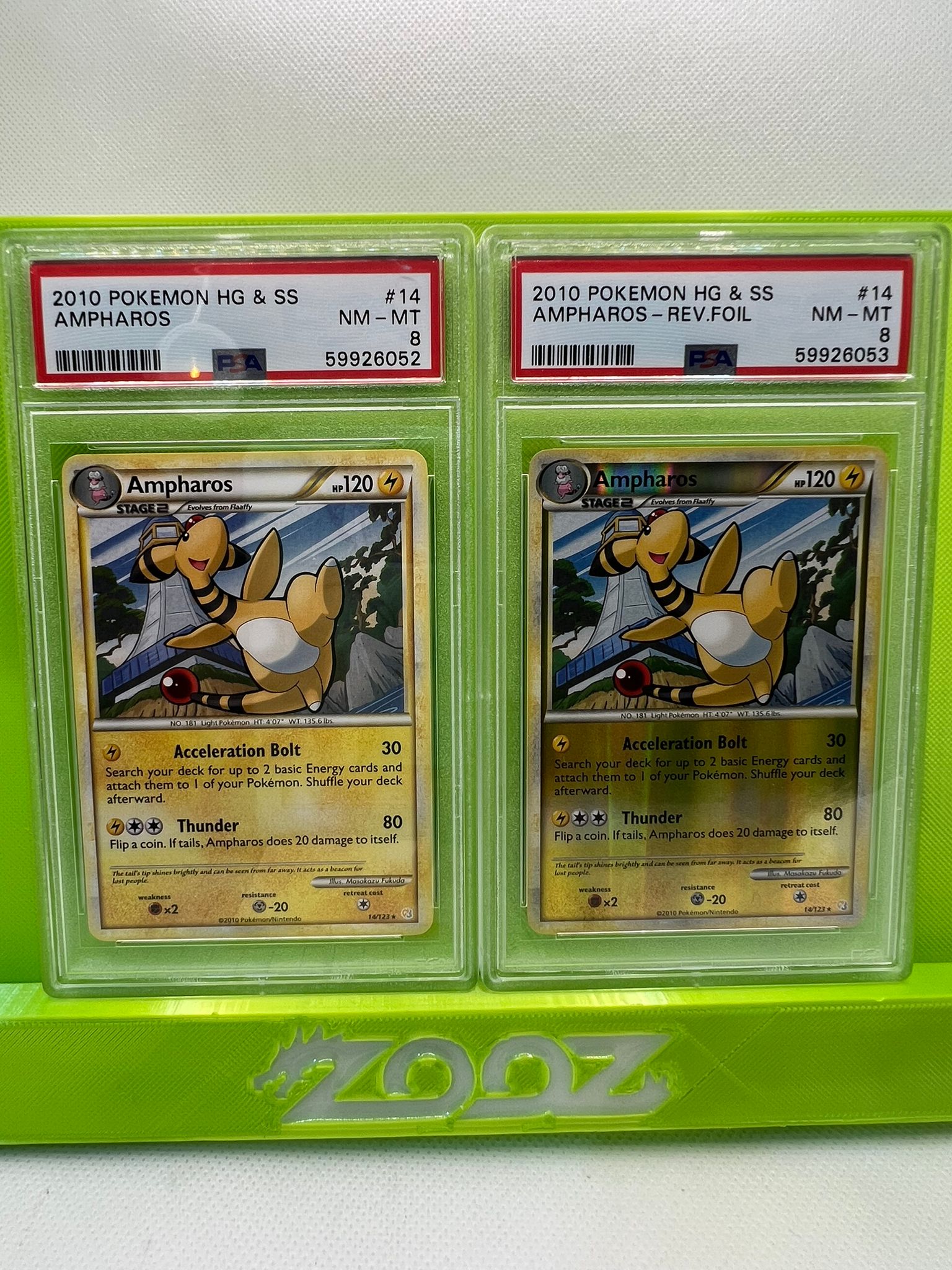 PSA 8 Pokemon HG & SS Ampharos #14 Non Holo + Reverse Foil