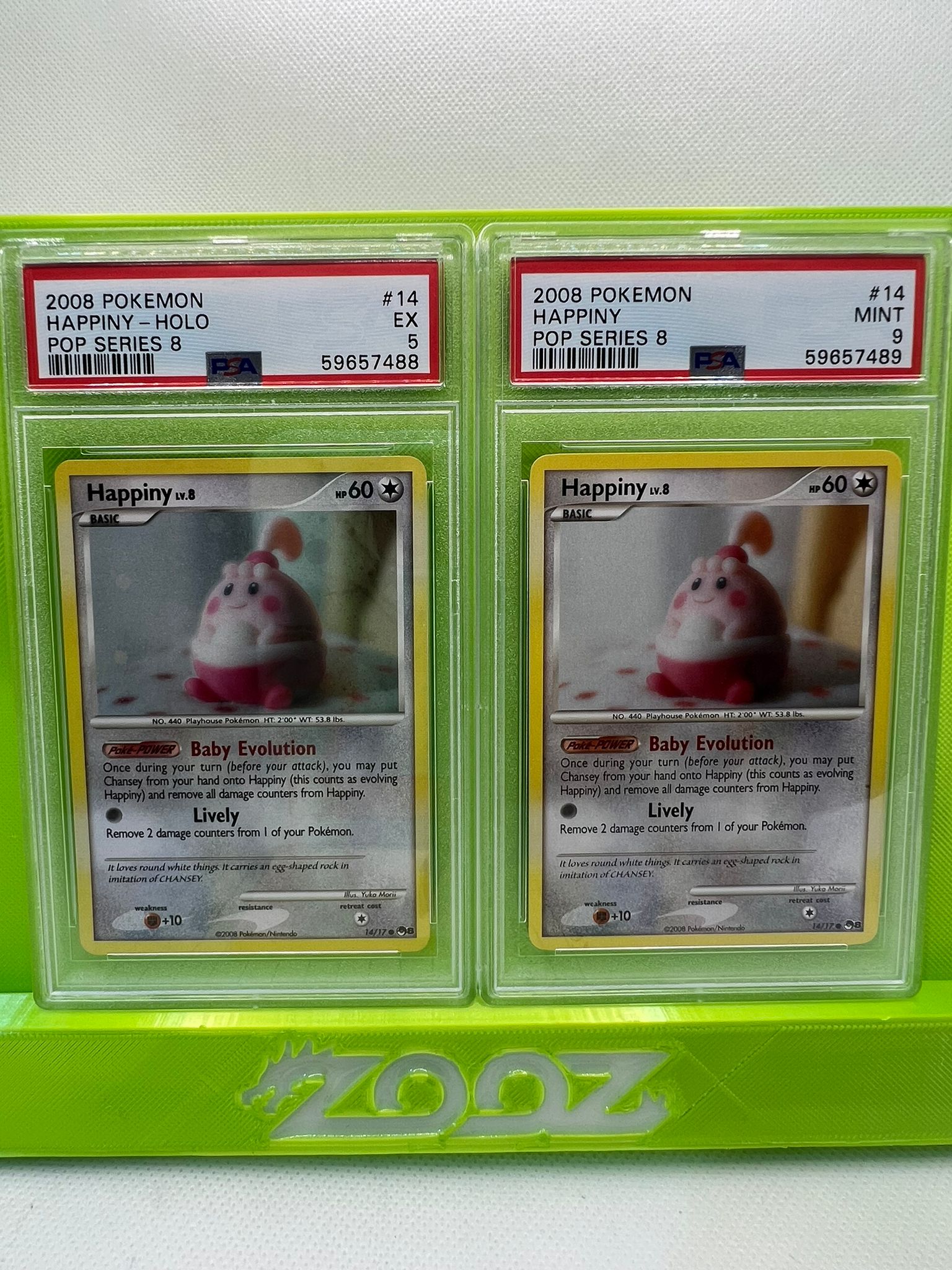 PSA 9 + 5 Pokemon Happini #14 Pop Series 8 Holo + Non Holo