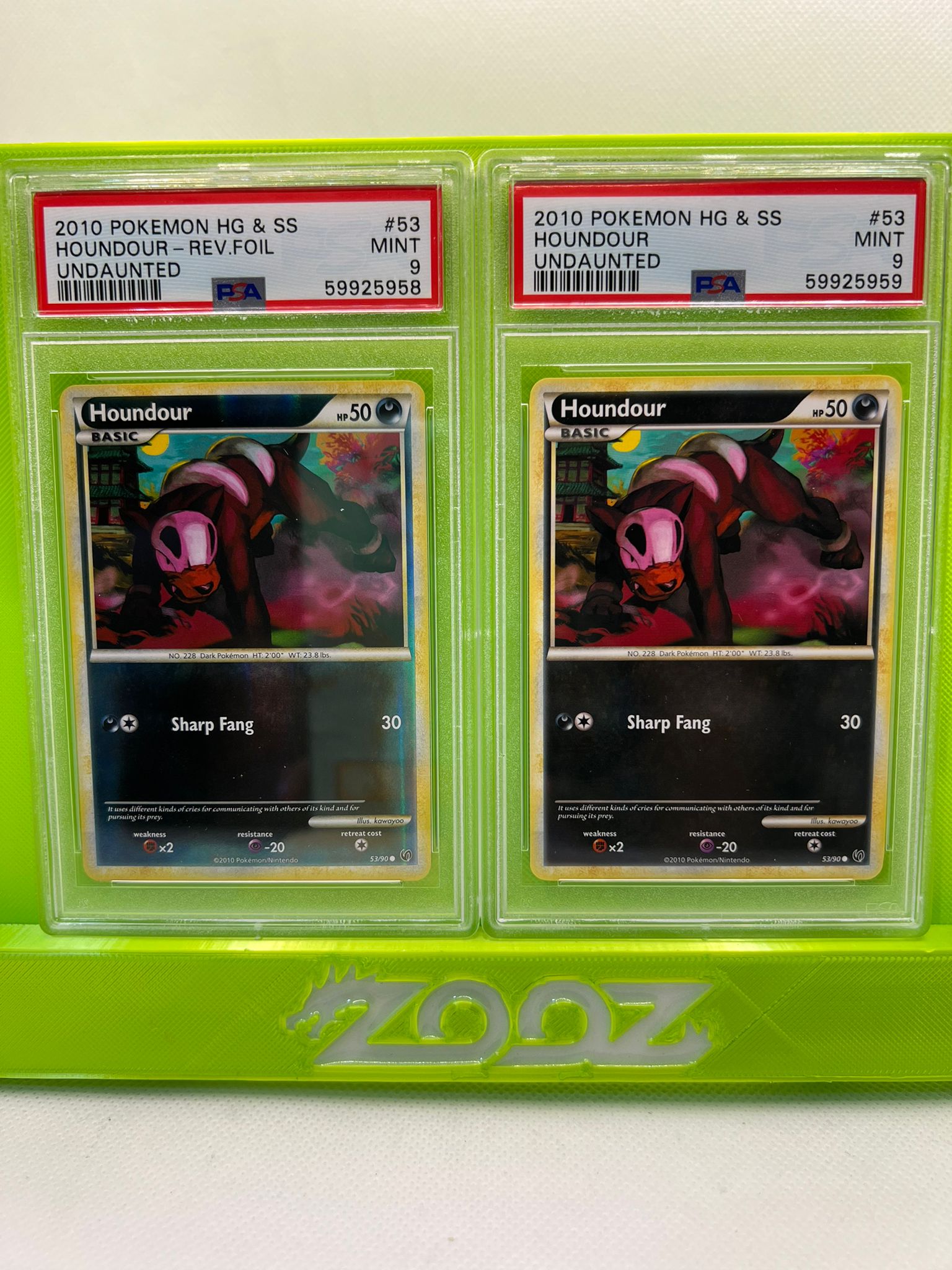 PSA 9 Pokemon HG & SS Houndour #53 Undaunted Reverse Foil + Non Holo