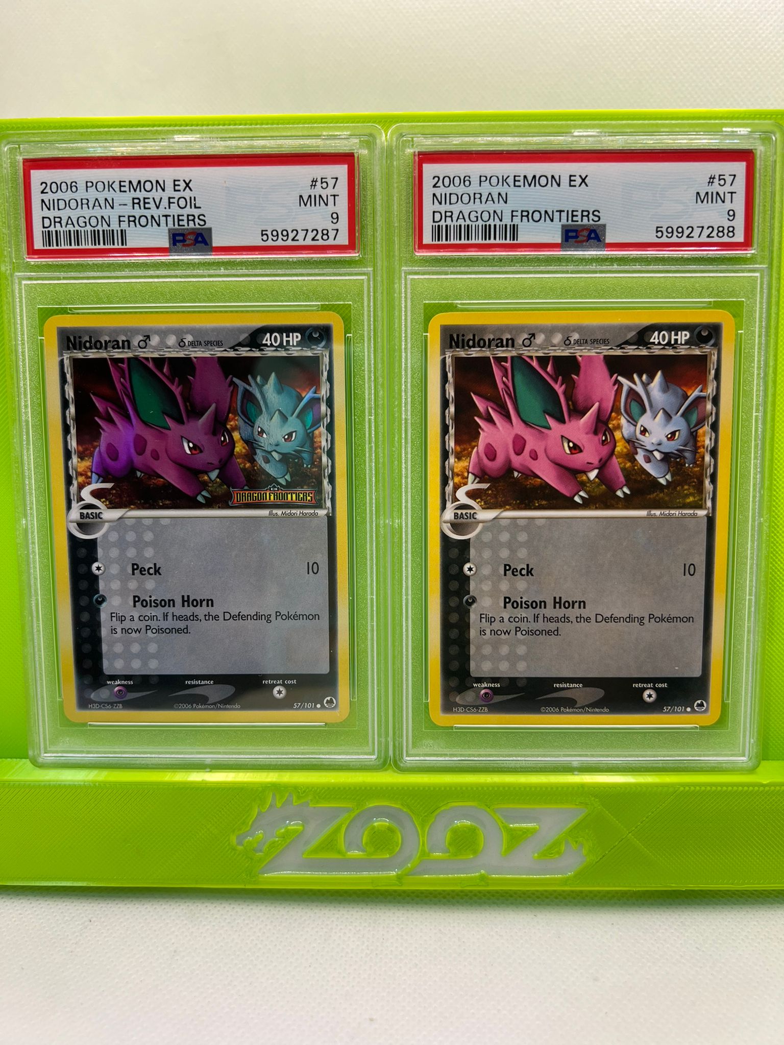 PSA 9 Pokemon EX Nidoran #57 Dragon Frontiers Reverse Foil + Non Holo