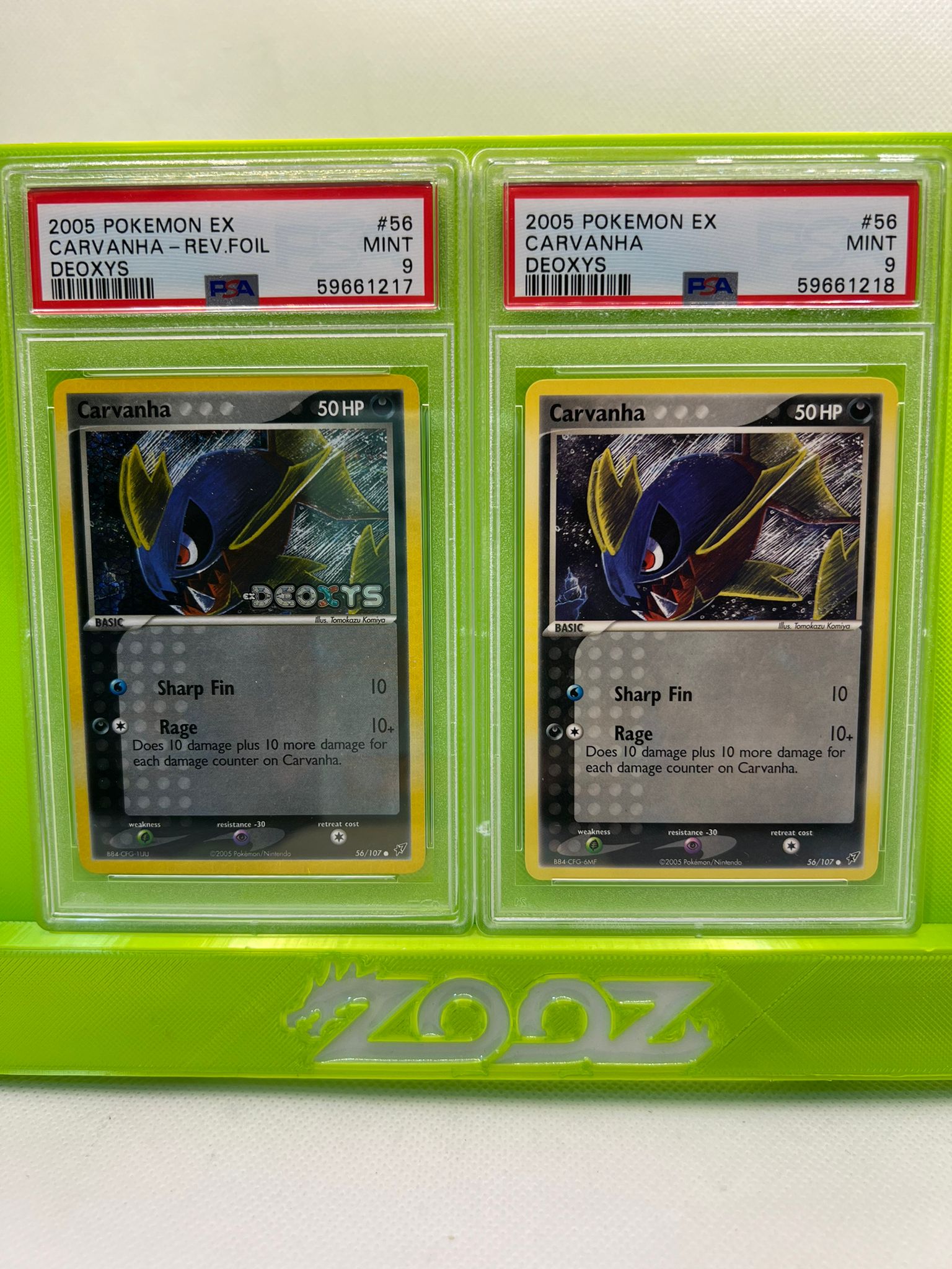 PSA 9 Pokemon EX Carvanha #56 Deoxys Reverse Foil + Non Holo