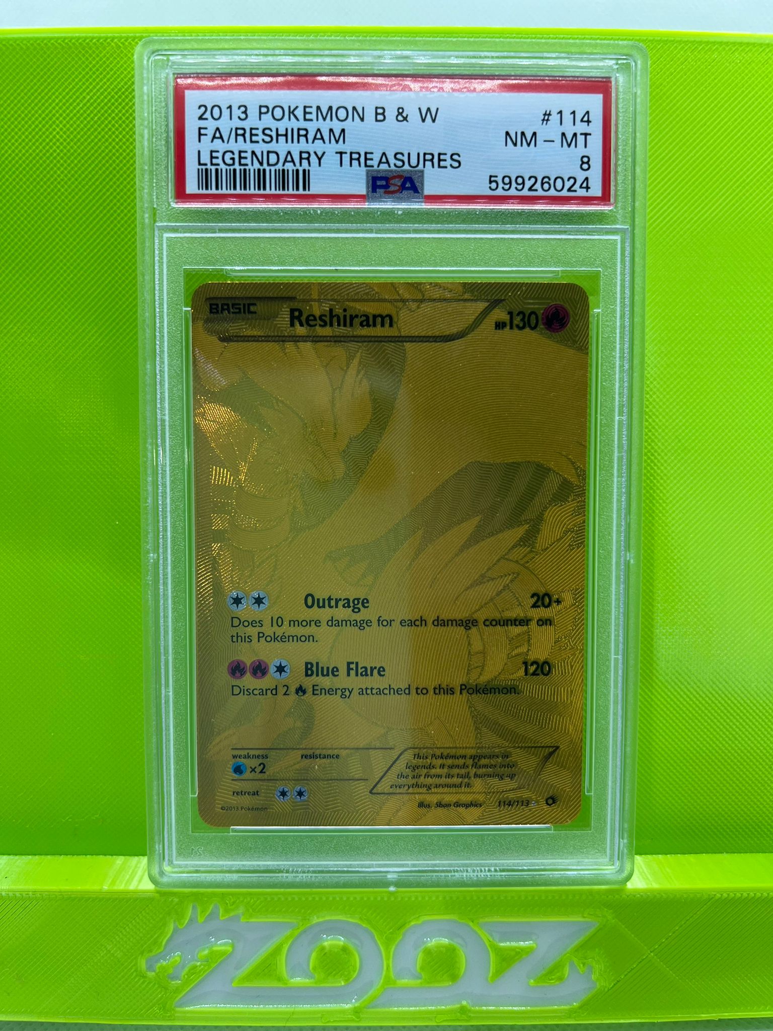 PSA 8 Pokemon Black & White Reshiram #114 Legendary Treasures FA