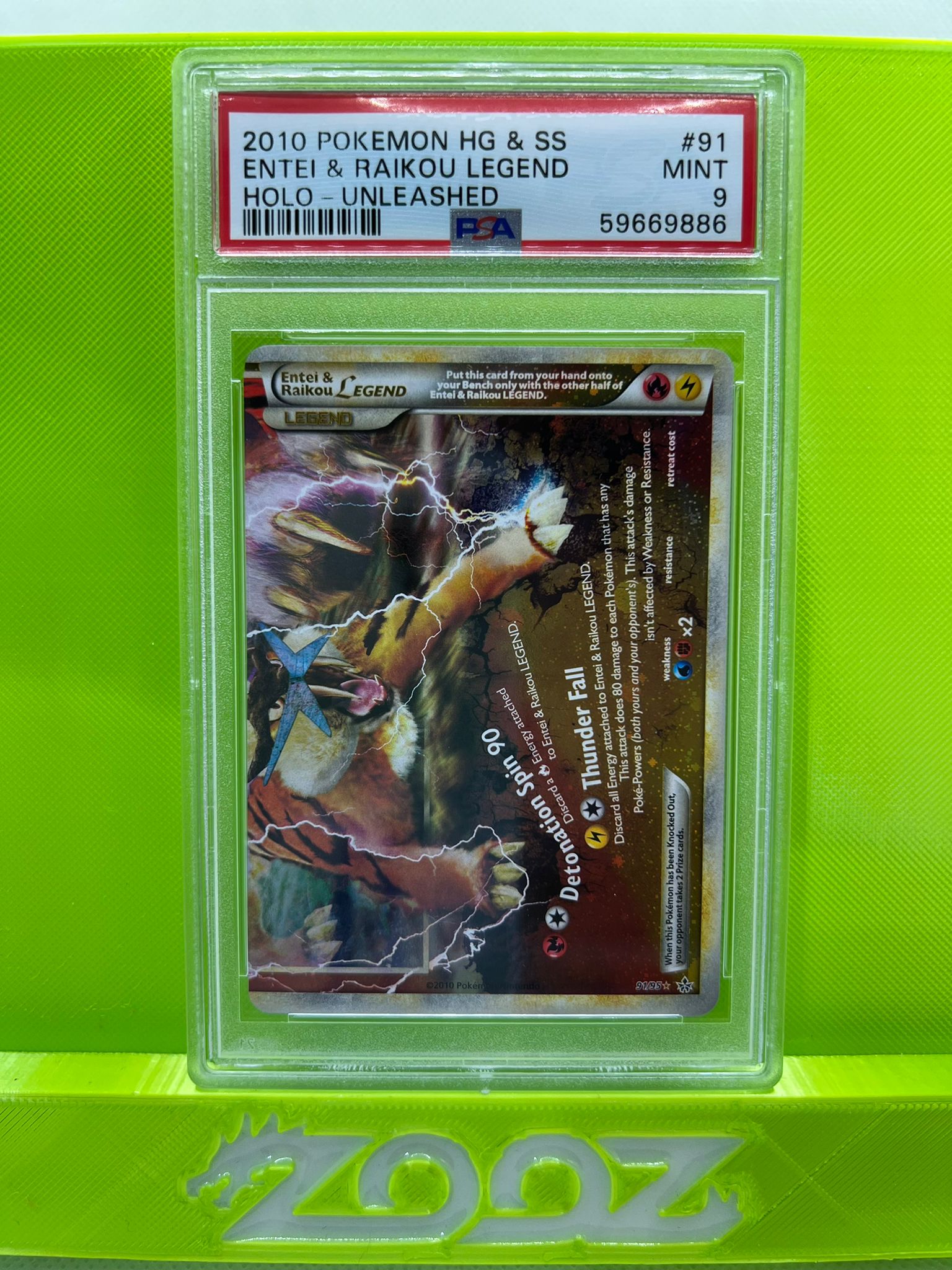 PSA 9 Pokemon HG & SS Entei & Raikou Legend #91 Unleashed Holo
