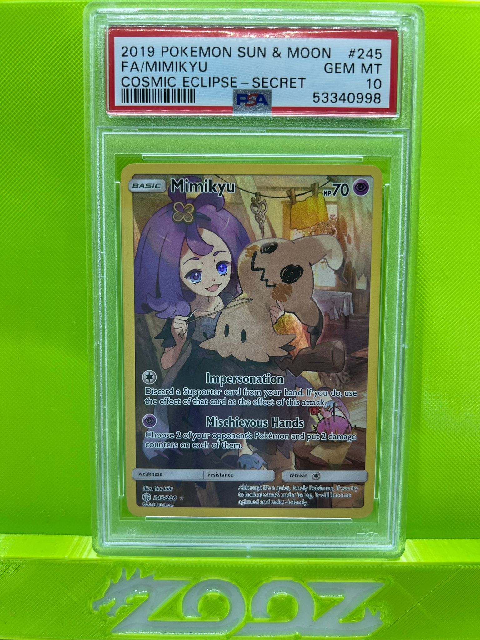 PSA 10 Pokemon Sun & Moon Mimikyu #245 Cosmic Eclipse Secret FA